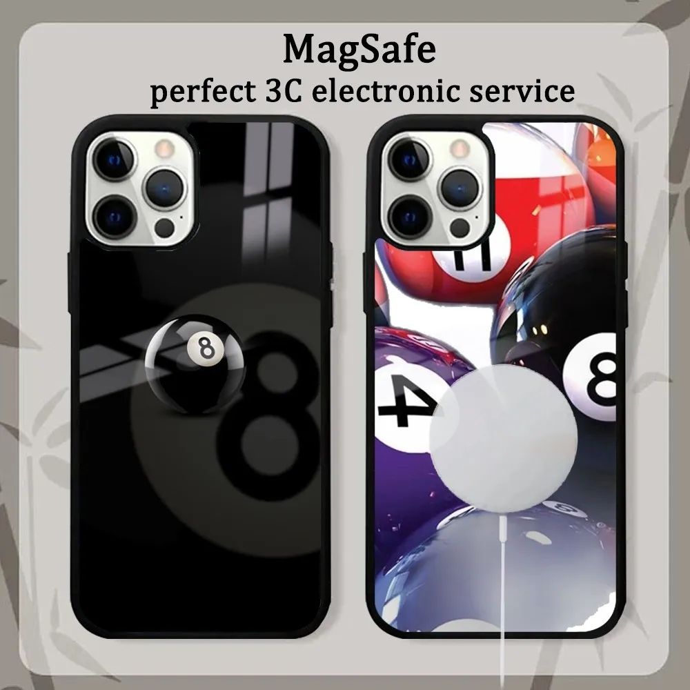 

Silicone Rubber Red Eight Ball Phone Case For iPhone 15 14 13 12 11 Pro Max Plus Mini Mirror Magnetic Cover