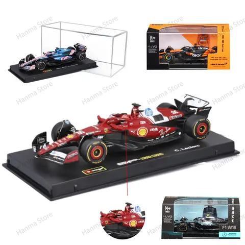 Bburago 1:43 F1 BWT modelo alpino con casco 2025 aleación miniatura fórmula coche de carreras juguete MCL39 W16 SF25 RB21 japonés