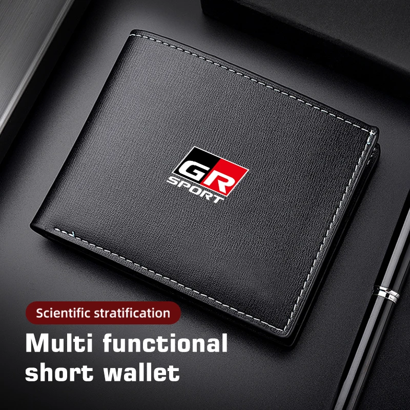 For Toyota Men's Short Style Leather Wallet Multiple Card Slots GR Sport Gazoo Racing Yaris 86 Corolla Hilux Supra view 2