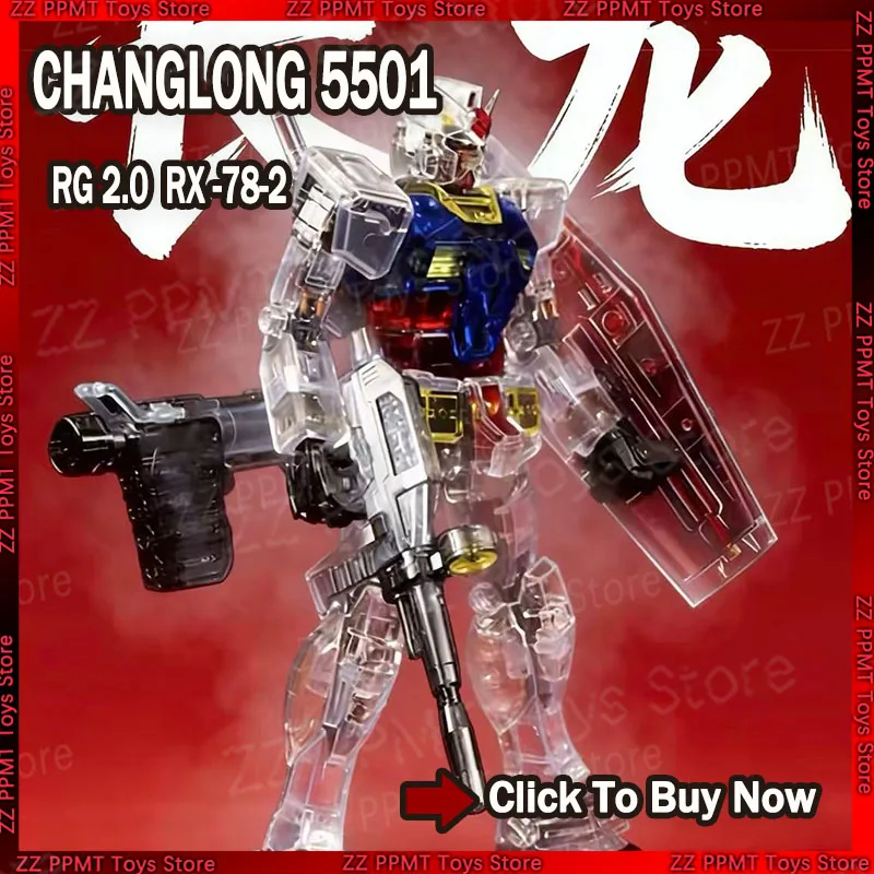 

CHANGLONG 5501 RG 2.0 1/144 RX-78-2 Action Figure Transparent Color Anime Figures Assembly Model Kit Plastic Toy Free Gift
