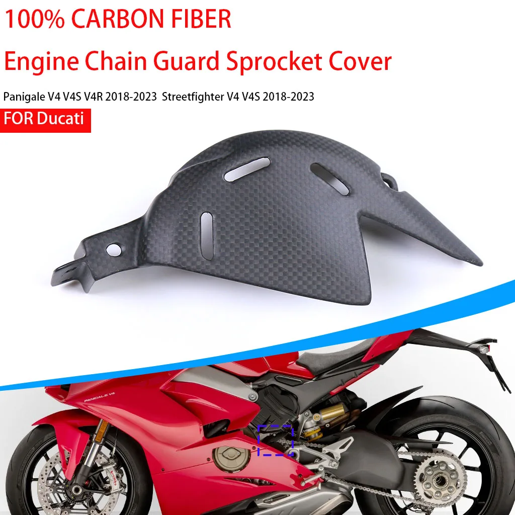 

Motorcycle For Ducati Streetfighter PanigaleV4/V4S/V4R 2018-2023 100% Carbon Fiber Engine Chain Guard Sprocket Cover Accessories