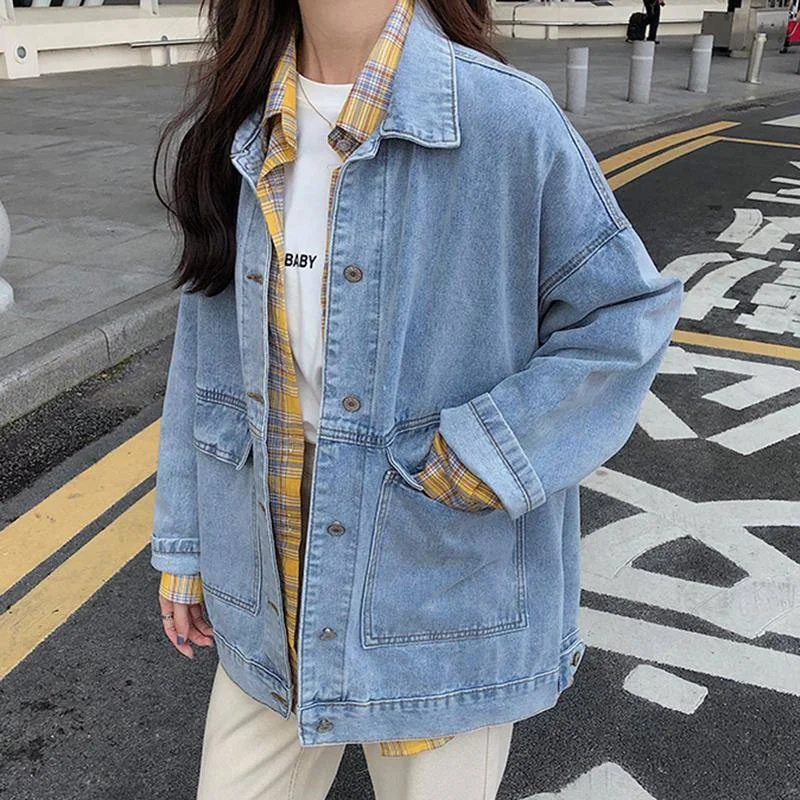 

ZOUXO Jackets for Women 2023 Spring Autumn Vintage Kpop Loose Denim Jacket New Fashion Versatile Coat