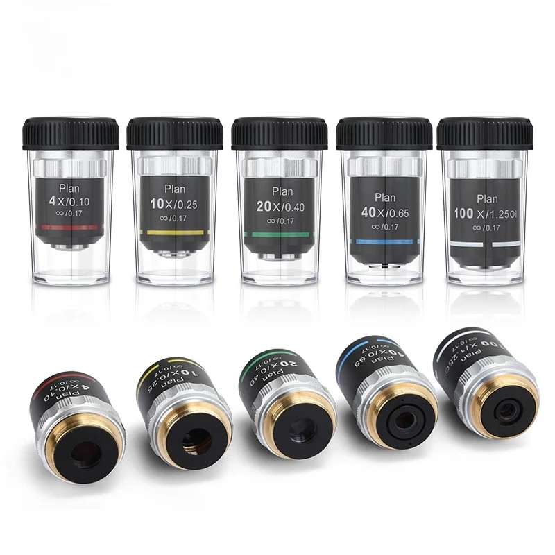 Professional Infinity Plan Objectives Achromatic Objective Lens 4X/10X/20X/40X100X for Zeiss Olympus Biological Microscope