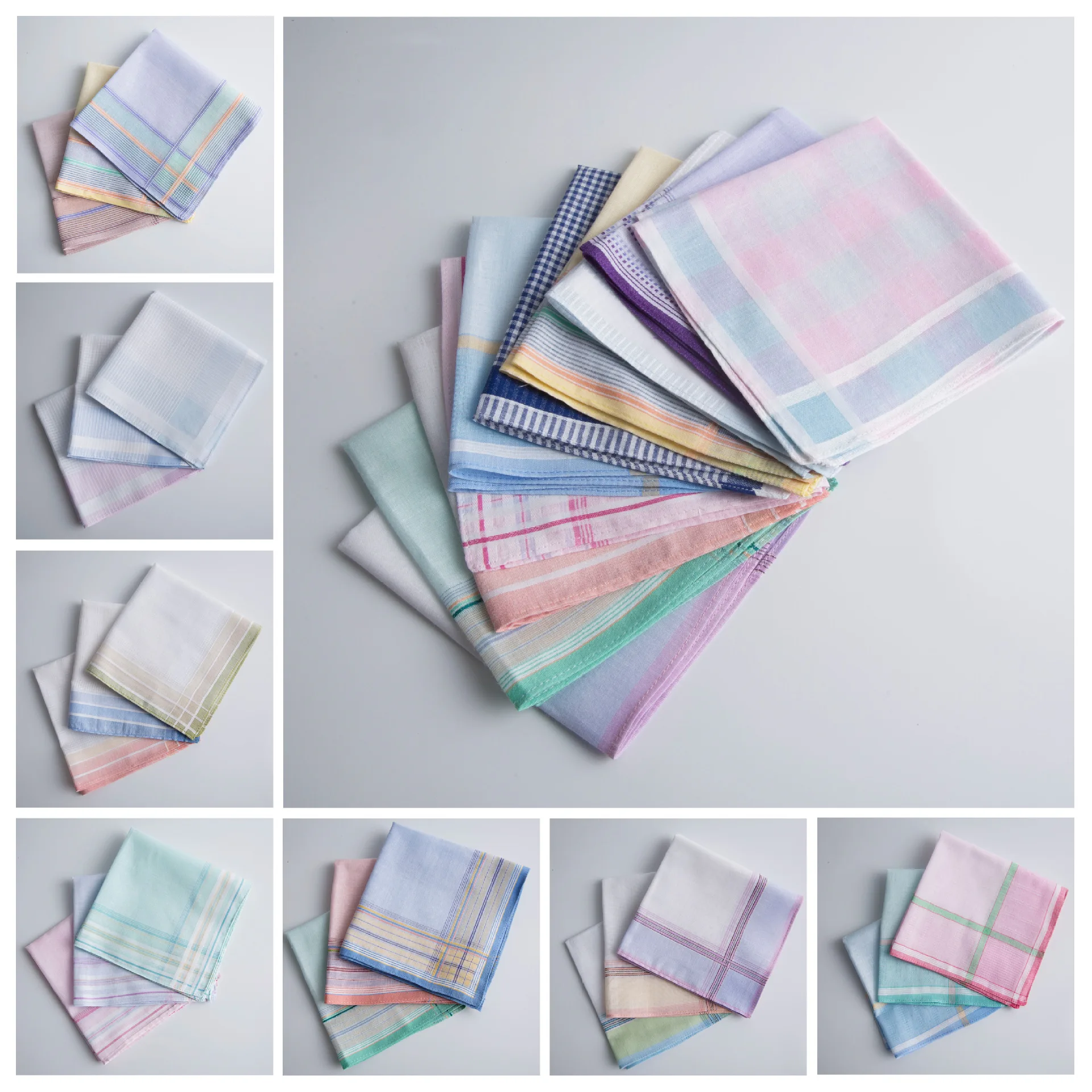 28CM/11.4-inch cotton jacquard handkerchief universal fashionable and exquisite decoration thin version Random Color 3/6/12Pcs