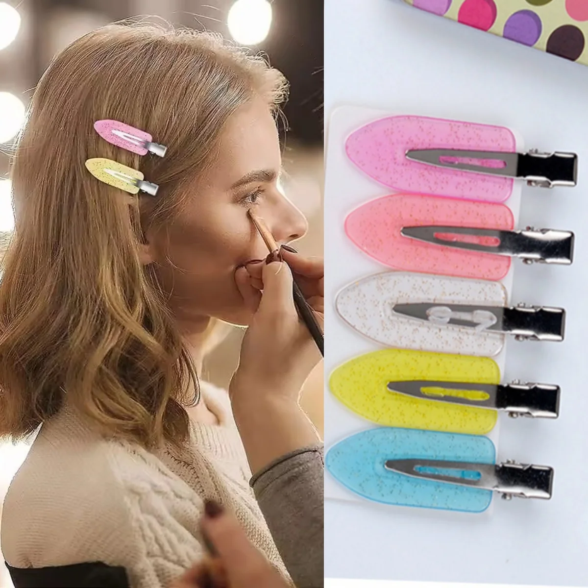 10 Stück Nahtlose Modische Transparente Haarspangen für Mädchen, Make-up- und Gesichts-Accessoires, Styling-Haarklammern Speziell für Echthaar-Perücken
