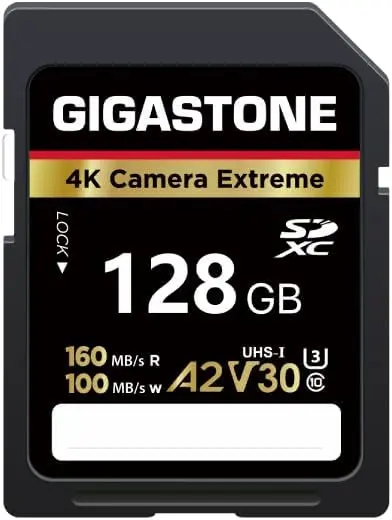 128GB SD Card, 4K Extreme A2 V30 U3, High Speed for Canon Kodak Olympus