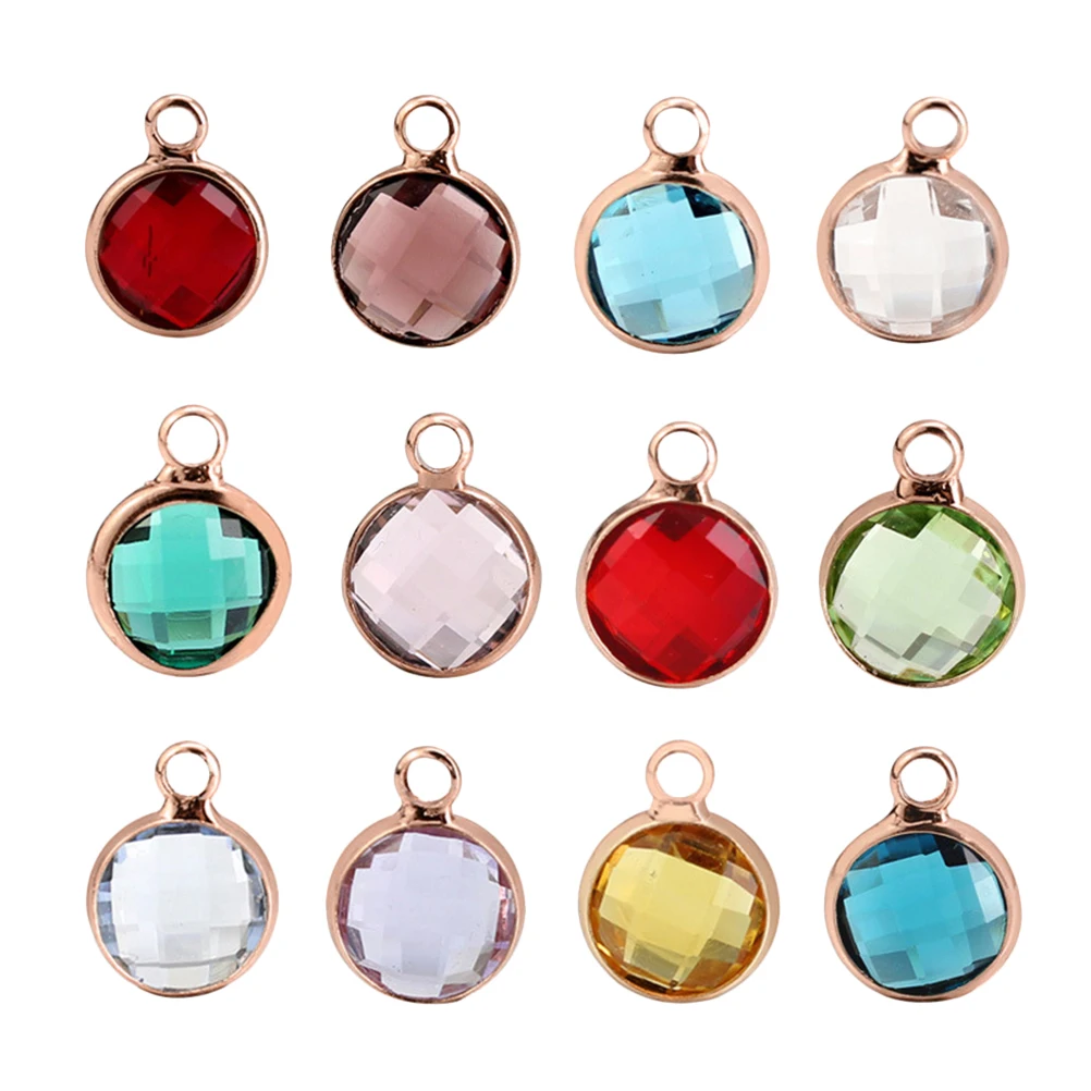 

12pcs Crystal Pendant Accessories Alloy Charm Necklace DIY Beads Birthstone Jewelry Making Craft Supplies Decorative Elements