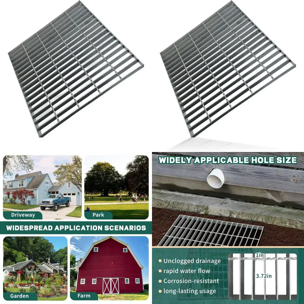 

Heavy-Duty 19.6x19.6 B125 Galvanized Steel Drain Cover, Weatherproof Outdoor Grate