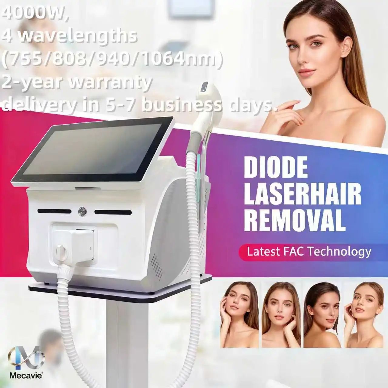 

2025 diodo 755 808 1064nm 940 4 longitud de onda diodo láser hielo titanio láser máquina de depilación corporal equipo Ale 4000W