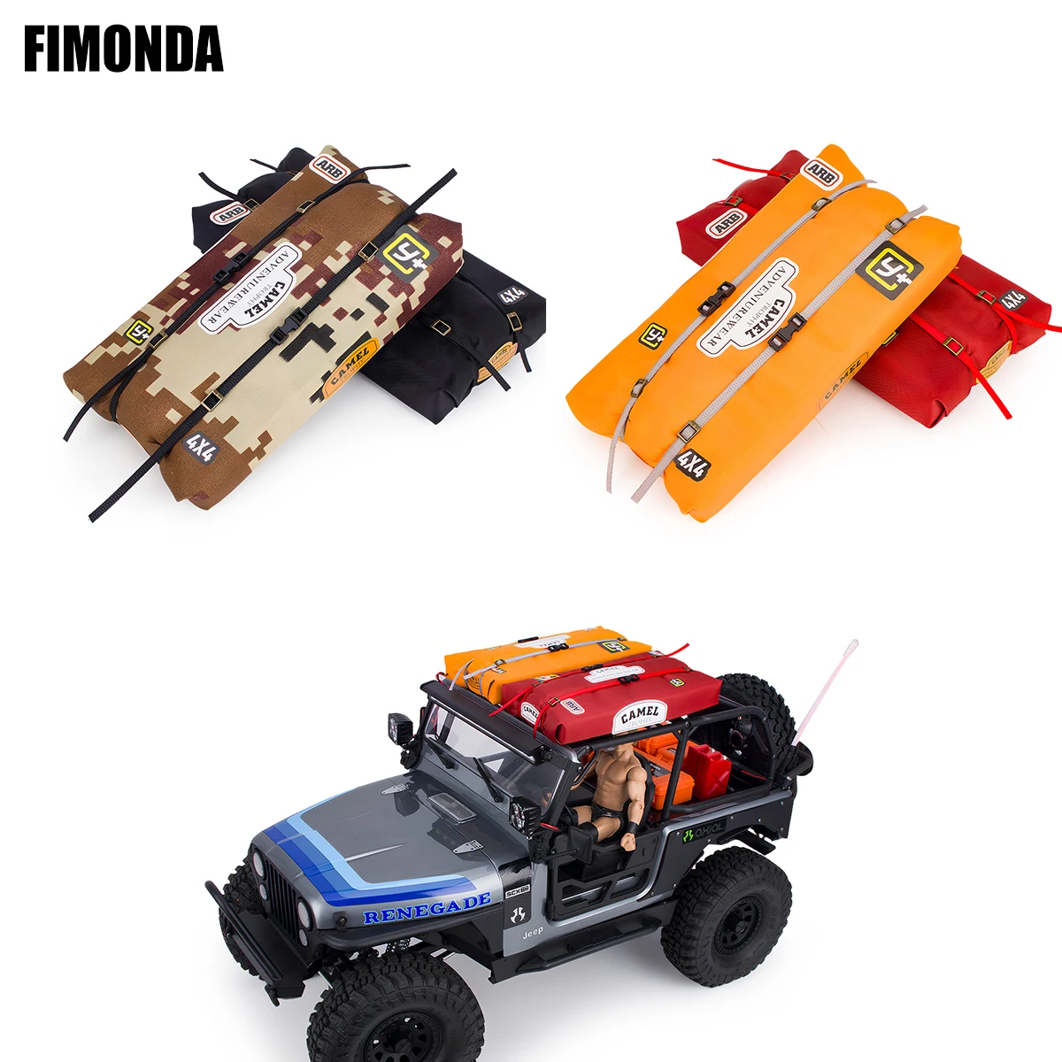 For SCX10 TRX4 RC4WD D90 Roof Rack Bag, 1/10 1/8 Scale RC Car Luggage, Simulation Decor for Crawler Truck