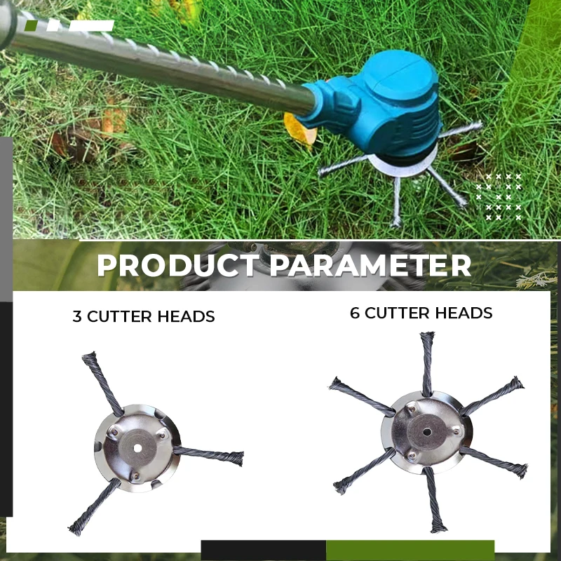 Fio De Aço Roda Grass Trimmer Cabeça, Universal Weed Brush, Ajuste Em Linha Reta Eixo, Cortador De Escova, Remoção Moss Rust
