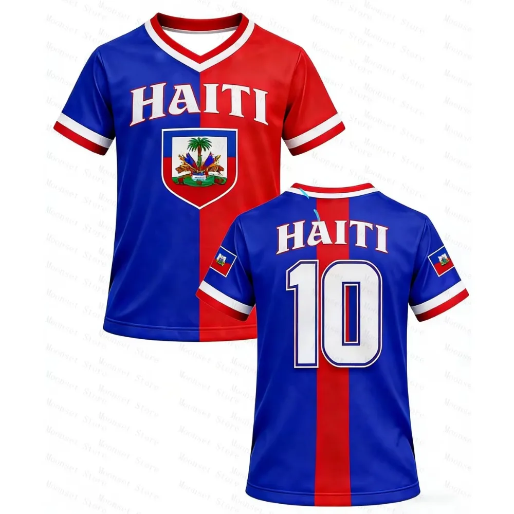 2026 Summer Haiti Women Soccer T-shirt Tops Casual Women's Short Sleeve Breathable Fashion Print Tee Shirt Y2k Men's Top
