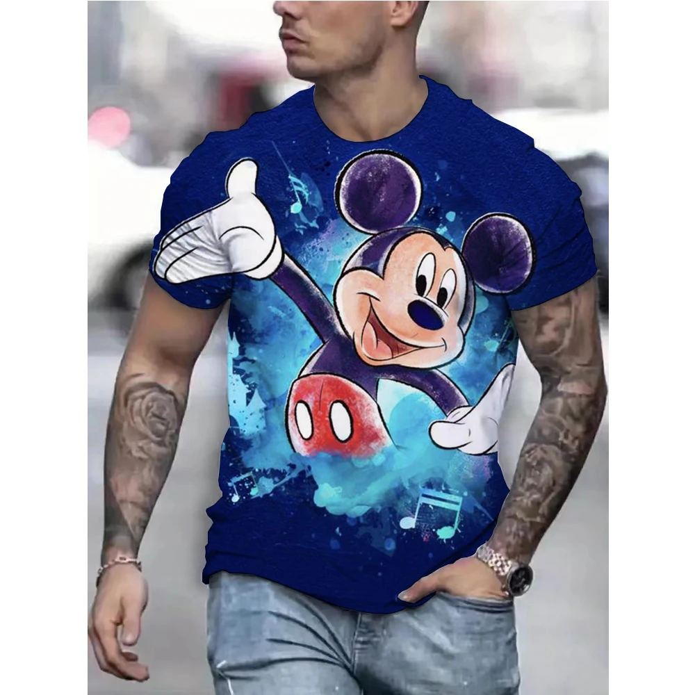Men Disney Mickey Mouse Print T-Shirt Summer Boy Street Fashion Casual Sports Loose O Neck Quick Dry Short Sleeve Clothing Kid image 3