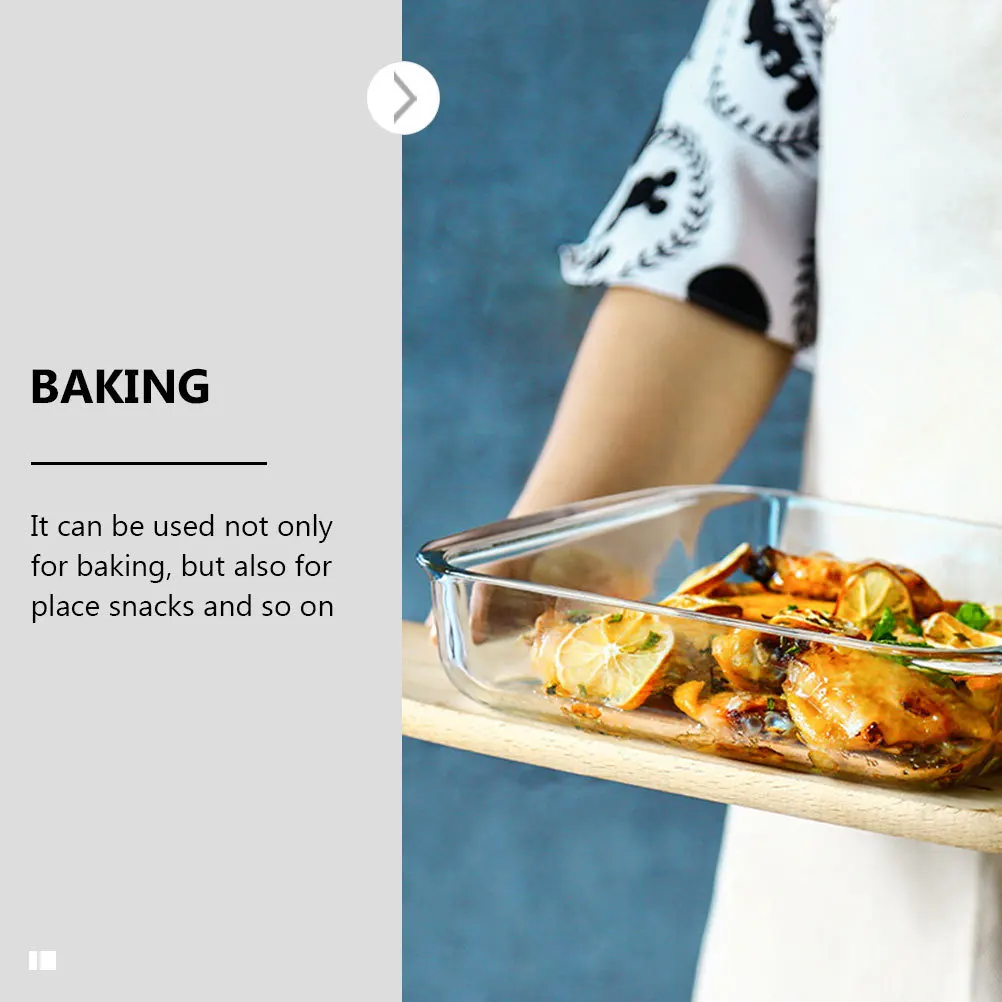 

Glass Bakeware Set Includes Baking Tray Pan for Lasagna Cake Rice Oven Safe Clear Casserole Dish Kitchen Tool