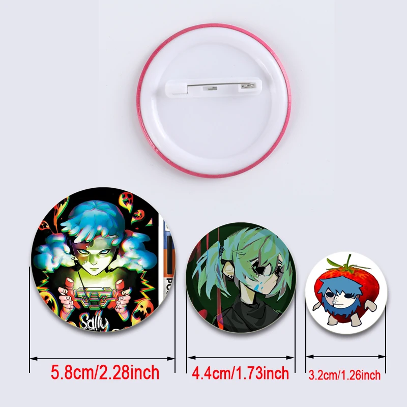 Sally Face Hd Print Cartoon Broches Horror Suspense Puzzel Game Badge Ronde Display Reversspeldjes Sieraden Cadeau Accessoire