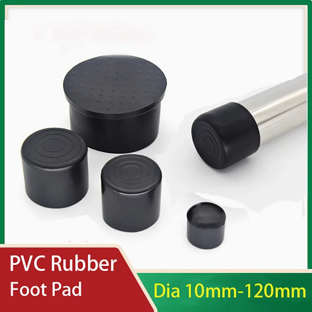 

Black PVC Plastic Thick Foot Pad Dia 10/20/40/60/80/100/120mm Round Table Chair Foot Cover Round Tube Plug Furniture Foot Cover