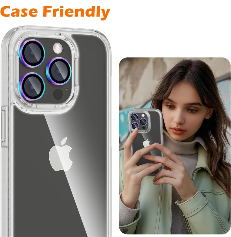 Metal Ring Tempered Glass Camera Lens Protector for IPhone 16 15 14 13 12 Pro Max Plus Mini 16Pro 15Pro IPhone16 16ProMax Cover