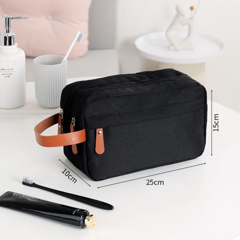 Solid Color Travel Toiletry Bag Large-Capacity Handheld Men's Toiletry Bag With Compartments Double-Layer Makeup Bag
