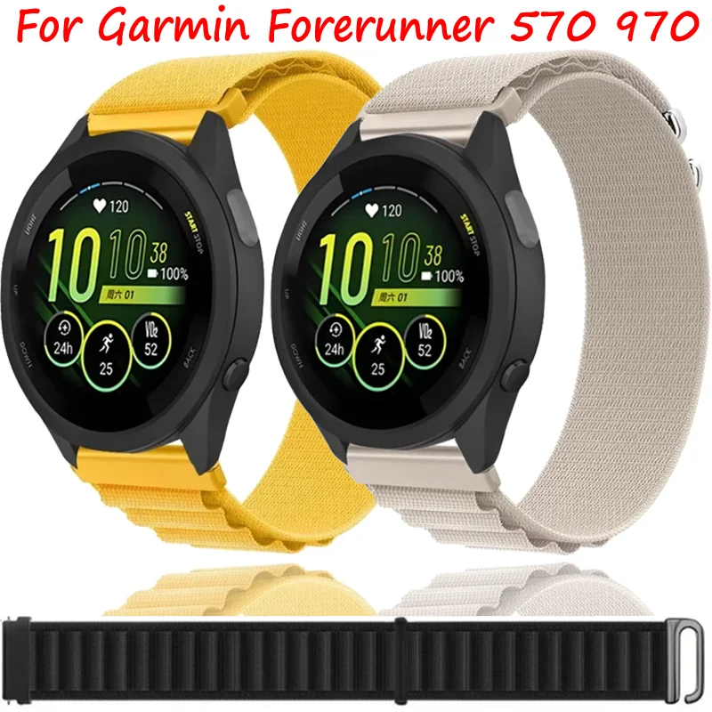 22/20mm Alpine Nylon Strap For Garmin Forerunner 970 570 55 965 Comfortable Bracelet For Garmin Vivomove 5 6/Venu 3/Approach S50