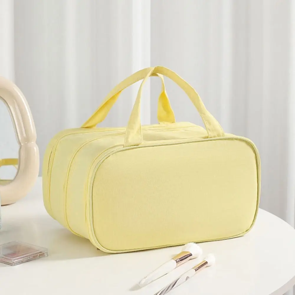 

Three-layer Partitioned Handheld Makeup Bag Waterproof with Handle Cosmetics Storage Bag Large Capacity Toiletry Pouch Women
