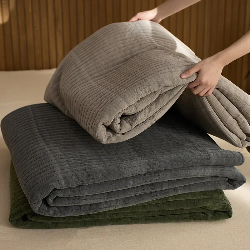 Luxury Sand-Washed 100% Cotton 3-PCS Quilt Set | King Size Quilted Bedspread & Comforter | Non-Slip Wrinkle-Free Sheets Blanket