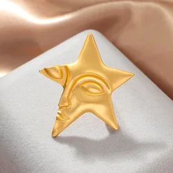 Peculiar Shape Face Five-pointed Star Brooch Fashion High Women Clothing Accessories Men Coat Corsage Banquet Jewelry