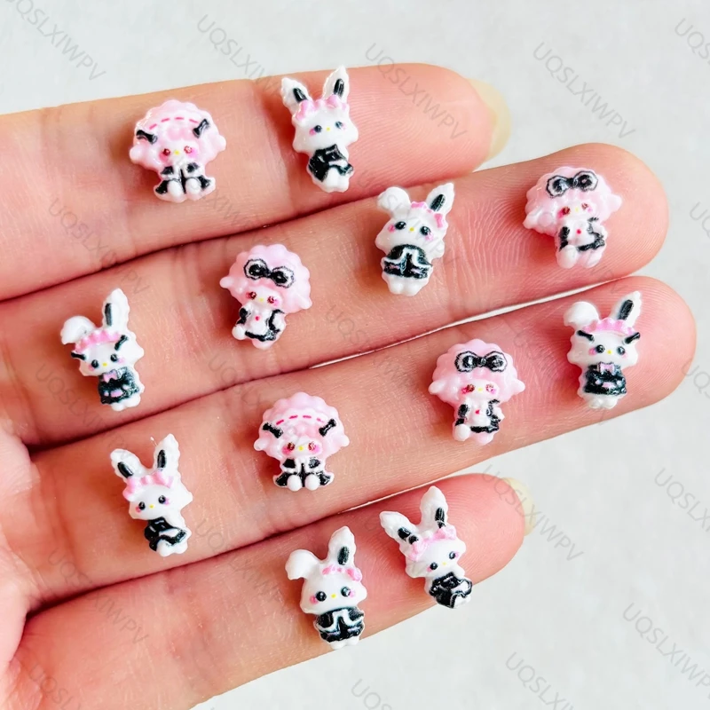 55pieces of cartoon nail resin mini rabbit jewelry rhinestone 3D decoration DIY production suitable for nail art and jewelryA151