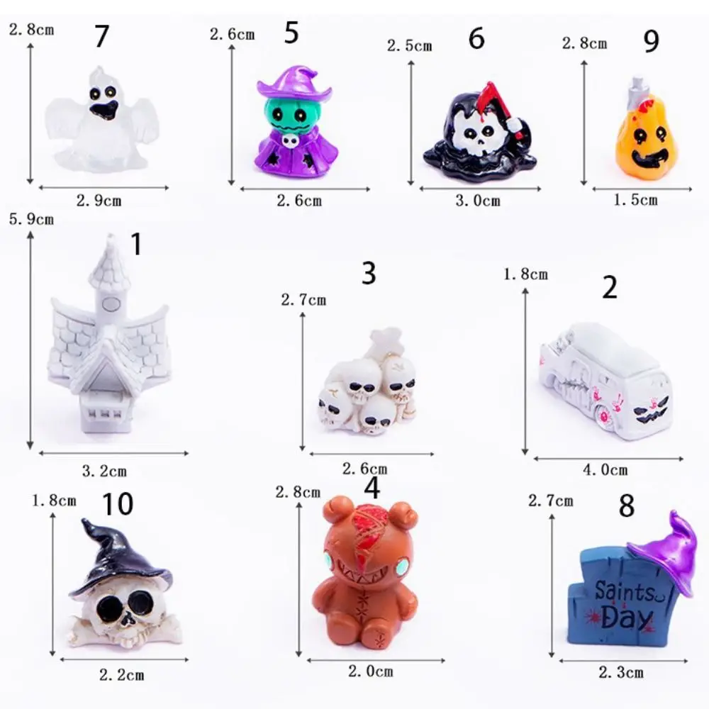 Halloween small ornaments horror skull pumpkin wizard resurrection ghost festival doll resin crafts desktop ornaments