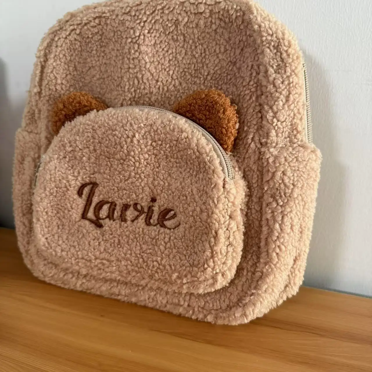 Mochila de oso de peluche bordada a mano con nombre personalizado, bolso de compras de viaje para niños, mochila portátil, bolso de hombro para mujer