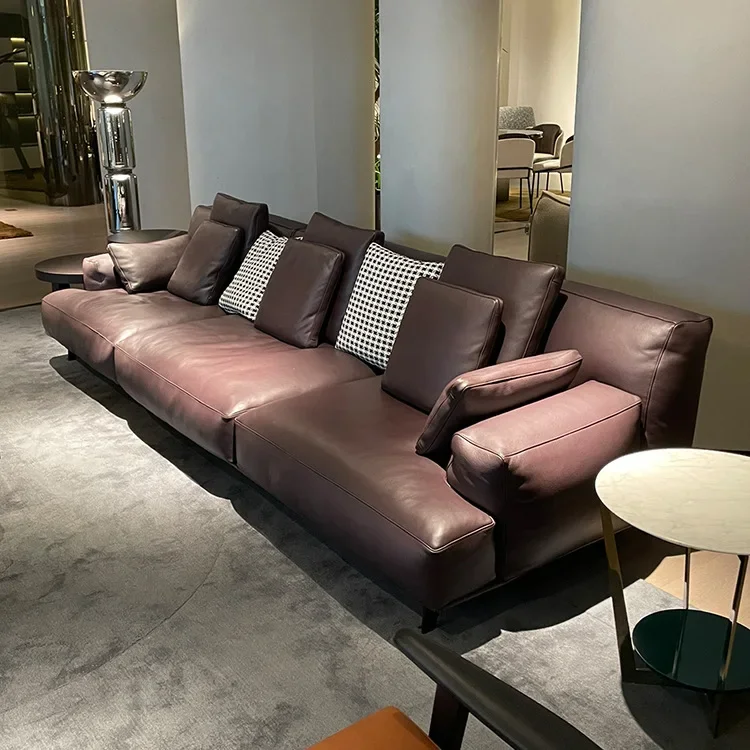 Large and small apartment modern simple Italian minimalist down living room leather sofa wholesale