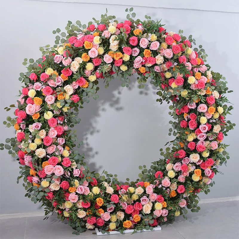 2 meters circle floral wedding stage background arrangement arch flower lawn wedding decoration fake flower