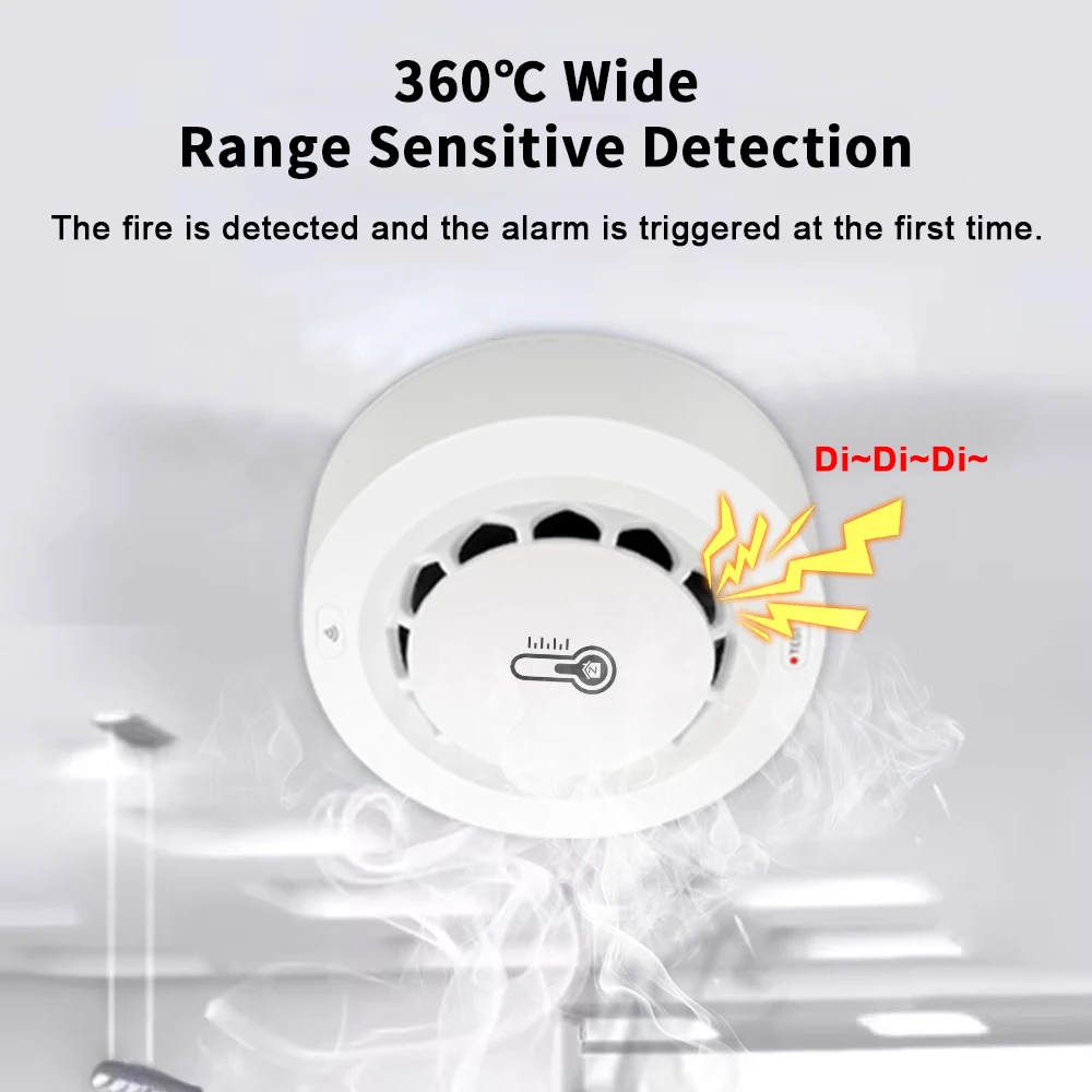 Alarm Kebakaran Asap Zigbee Real-Time Smart Life APP, Detektor Multifungsi Suhu dan Kelembapan