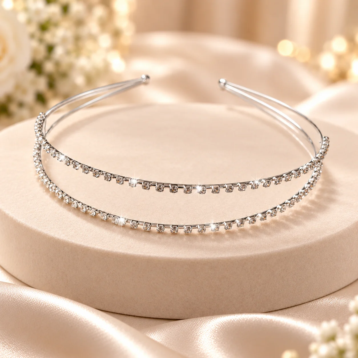Double-Row Rhinestone Headband for Women, Silver Thin-Edged Sparkling Rhinestone Headband, Simple and Versatile Hair Accessory for Adults, Light Luxury and Elegant Hair Accessory, Double-Layered Shiny Rhinestone Headband, Suitable for Daily Commuting, Dating, Parties, Banquets, Weddings, Dresses, Shirts, Sweaters, Styling Accessories, Elegant and Refined, Enhances the Appearance, Secures Hair Without Slipping, Thin Headband Suitable for Long and Short Hair, French Minimalist European and American Style Fashion Hair Accessory, Versatile for Spring, Summer, Autumn, and Winter, Hair Decoration, Bride, Bridesmaid, Party, Photo Shoot, Cross-Border Bestseller, New Recommended Model
