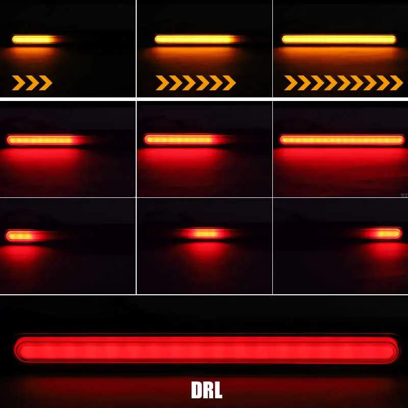 25m Car Truck Trailer Brake Stop Light Tail Light DRL Sequential Flowing Water Turn Signal Lamp for Truck Trailer RV Boat Bus