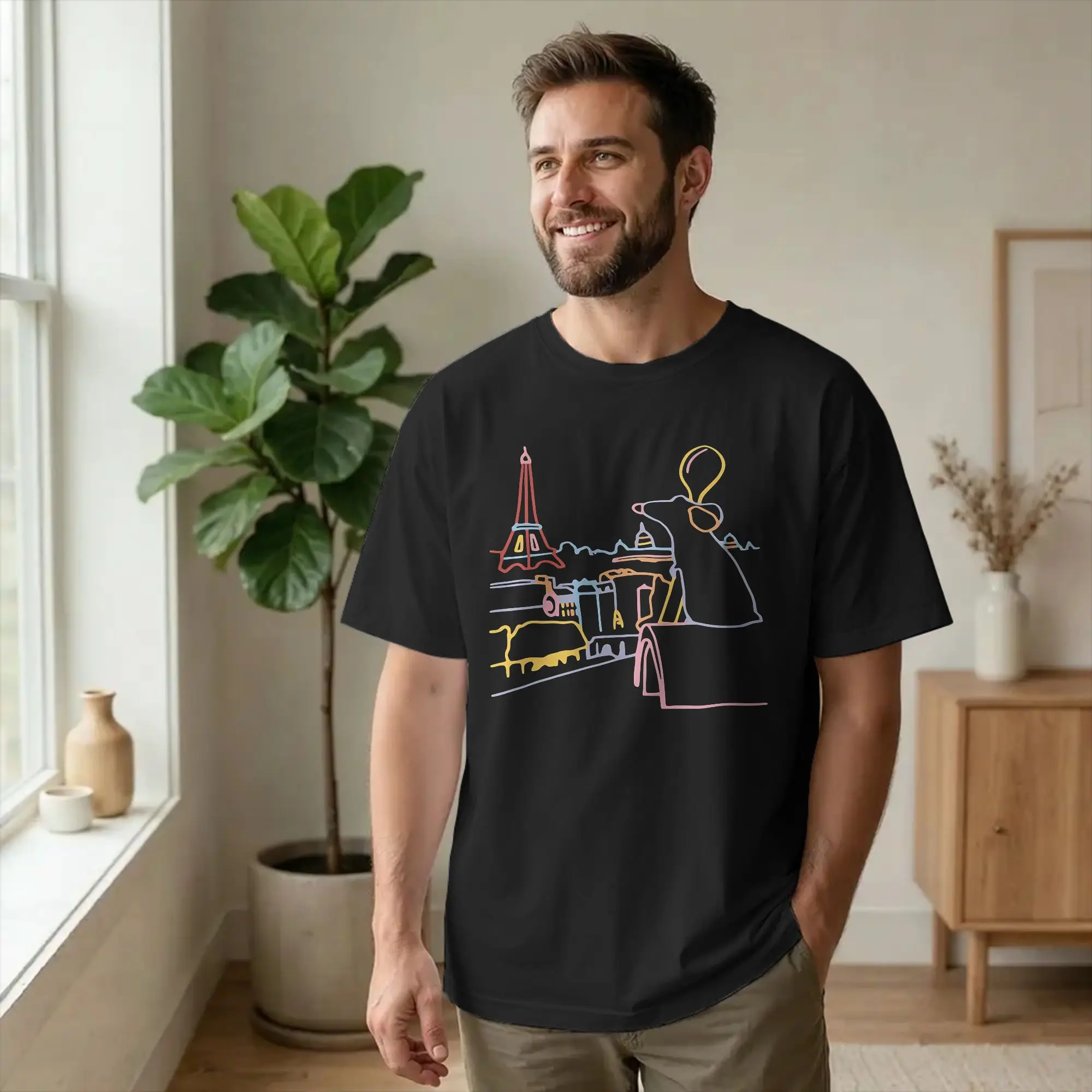 Fashion  Little Chef Remy Art  Tshirts Men 100%Cotton Short Sleeve Ratatouilles O-neck Summer TopsTops