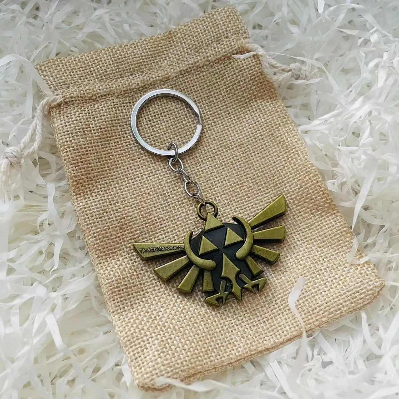 Anime Triangle Pendant Keychain Vintage Keyring Paper Gift Sack 2PCS Set Halloween Cosplay Accessory Holiday Birthday Gift