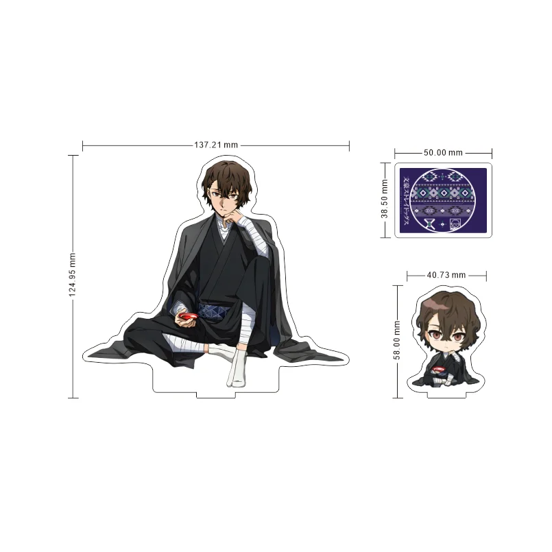 Bungo Stray Dogs Sitting Pose Acrylic Stand Figure Set | Dazai Chuya Akutagawa Fyodor Desk Decor Collectible Gift For BSD