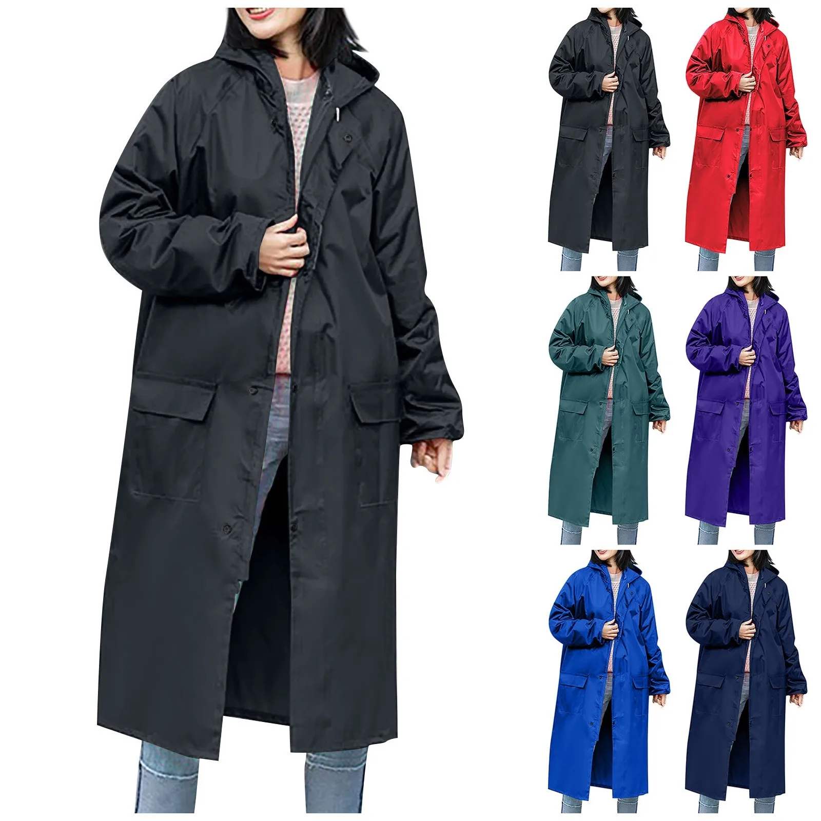 Hooded Waterproof Long Windproof Waterproof Raincoat Jacket