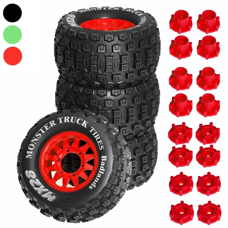 

4pcs 128mm 1/10 Monster Stunt Truck Tire 12mm and 14mm Hex for TRAXXAS MAXX ARRMA Granite KRATON Outcast Tamiya Losi Redcat