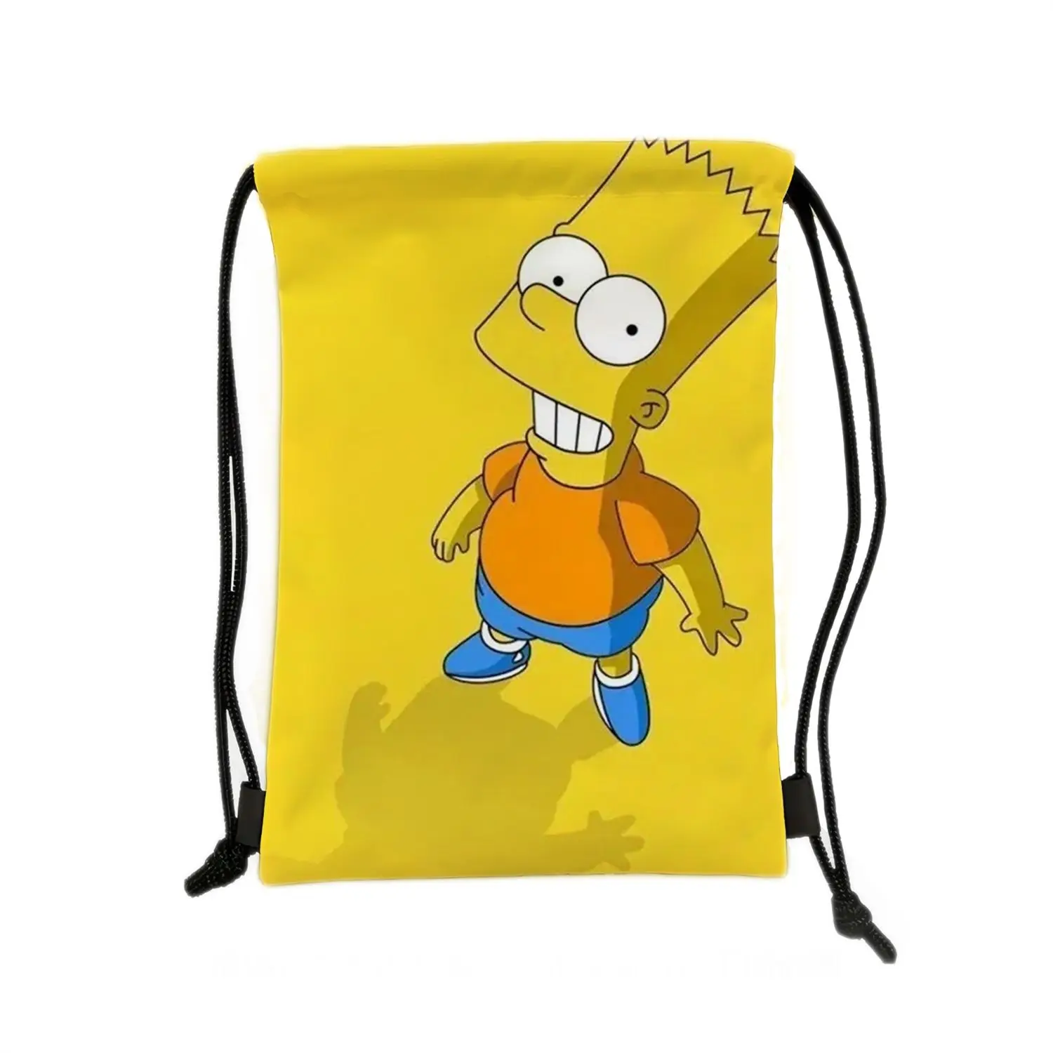Cartoon Yellow Character Drawstring Bag Cute Skateboard Boy Print Sports Backpack, Portable Storage Sackpack for Travel Shopping