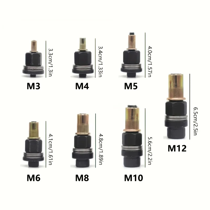 7/77/217PCS M3-M12 Rivet Nut Tool Kit Carbon Steel Manual Wrench Drill Compatible Blind Rivet Installation Auto Repair Tool view 6