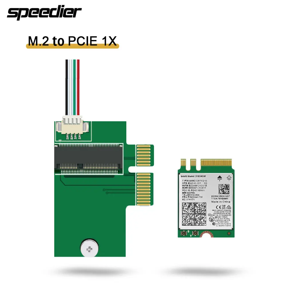 M.2 NGFF to PCIe X1 Adapter Card Network Interface for Desktop Machine Modified BCM94352Z Wireless Network Controller