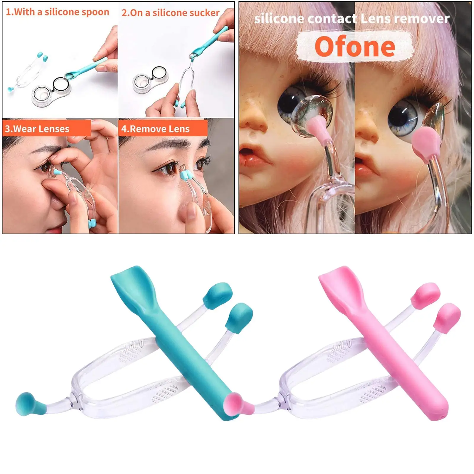 Soft Hard Contact Lens Remover Tweezer Scoop Device with Carrying Holder