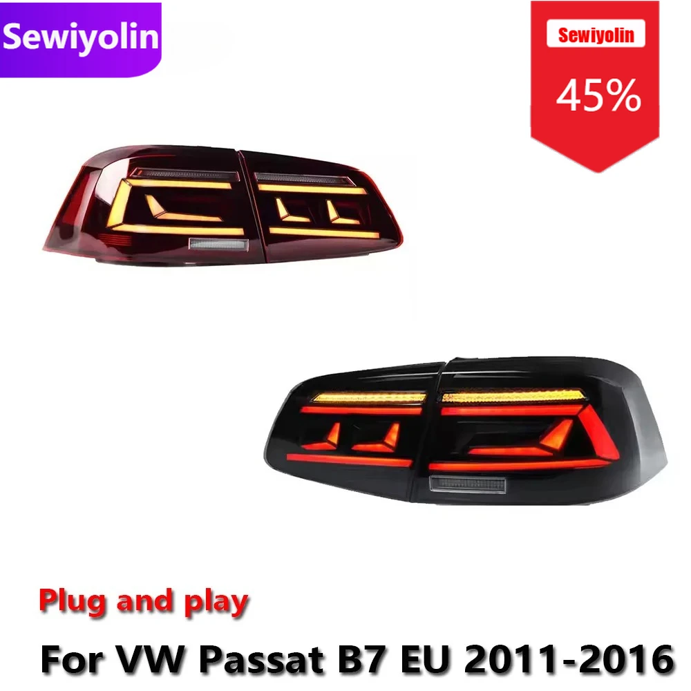 

Автомобильные светодиодные задние фонари DRL в сборе для VW Passat B7 EU 2011-2016, авто противотуманные фары DRL, стоп-сигнал, указатель поворота Plug And Play