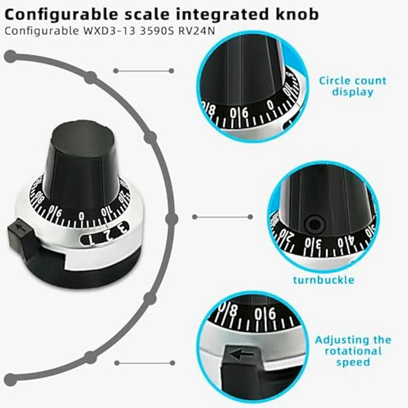 4Pcs 3590S-2-103L 10K Ohm Rotary Potentiometer 10-Turn Wire Wound Precision Multi Turn Wirewound Potentiometer