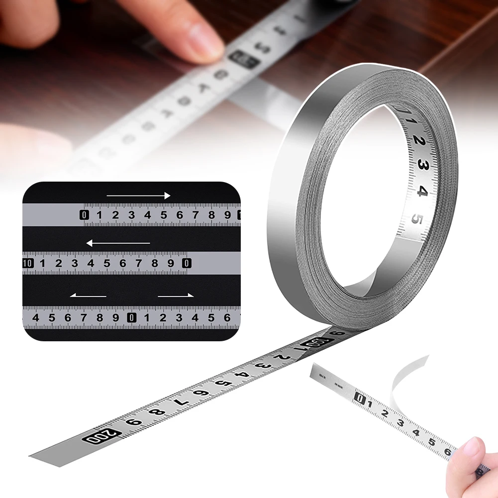 Self-Adhesive Stainless Steel Workbench Ruler Tape Desk Steel Flexible Scale Sticker Adhesive Tape Measure DIY Improvement Tool