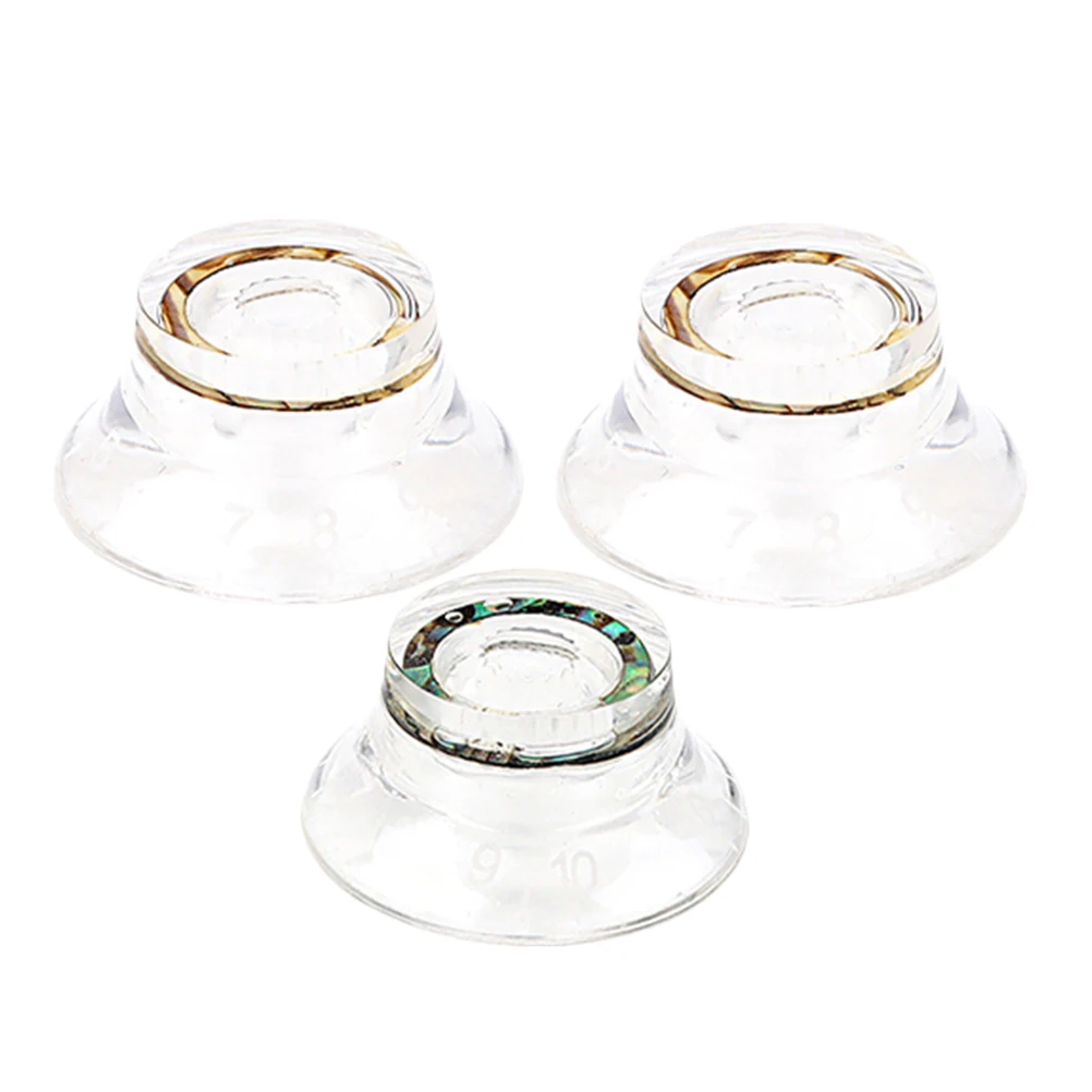 

3 Pcs Guitar Knobs Transparent Electric Volume Control Repair Parts Musical Instrument Accessories Durability Plastic Material