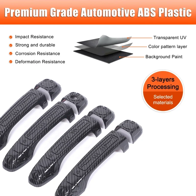 For Toyota Land Cruiser Prado FJ150 150 2010-2019 ABS carbon fiber Car exterior handle decorative cover sticker Car accessories