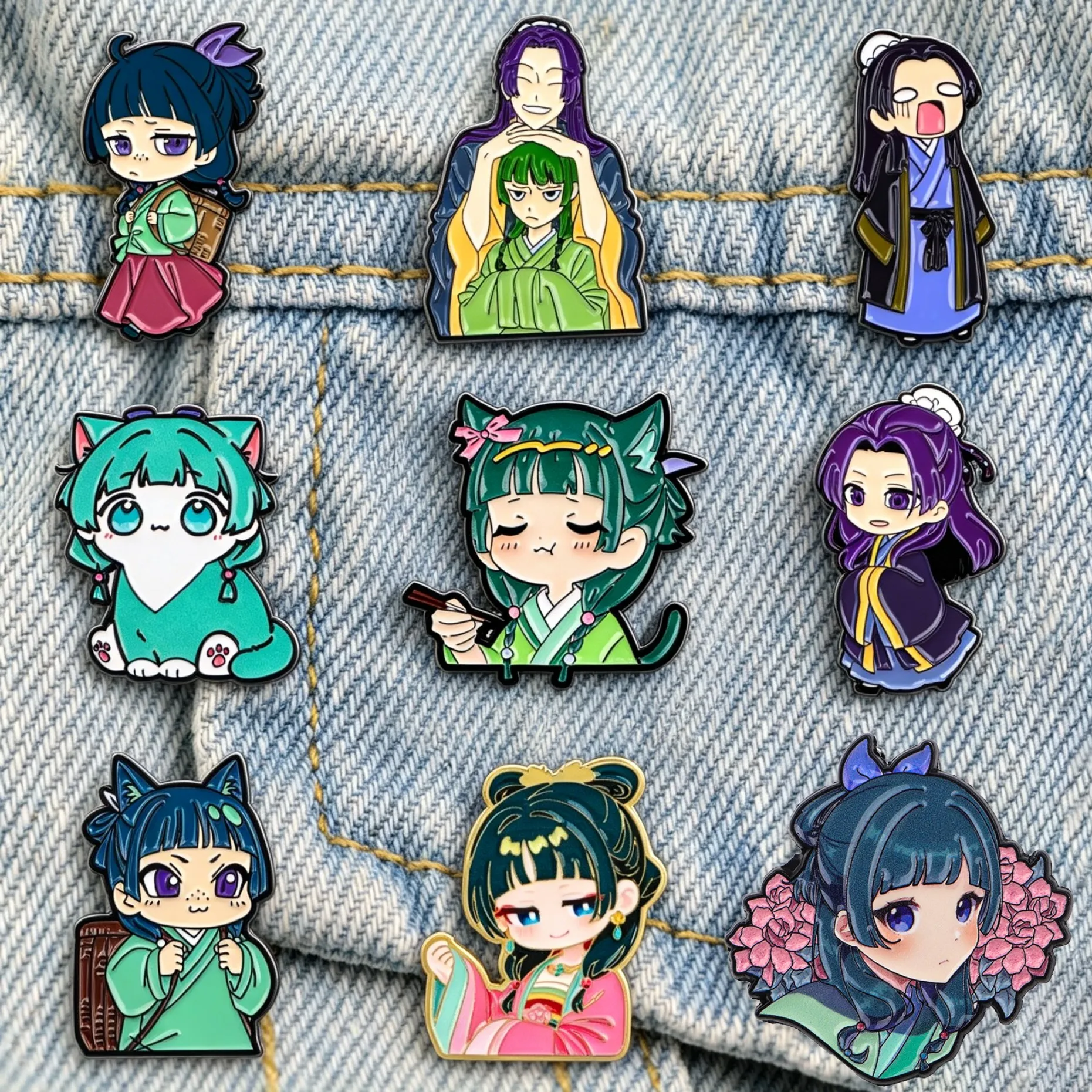 Maomao Emaille-Pins: Niedliche Katzen-Anime-Broschen, Anstecknadeln für Rucksack-Fans, Schmuckgeschenke, Kleidungsdekoration