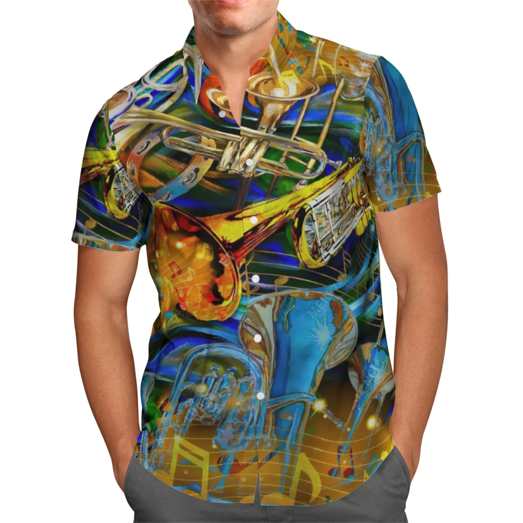 Summer Spaceship Vocation Lapel Male Hawaiian Shirt Oversized 3d Printed Fashion Male Woman Beach Short Sleeve Blouse Boy